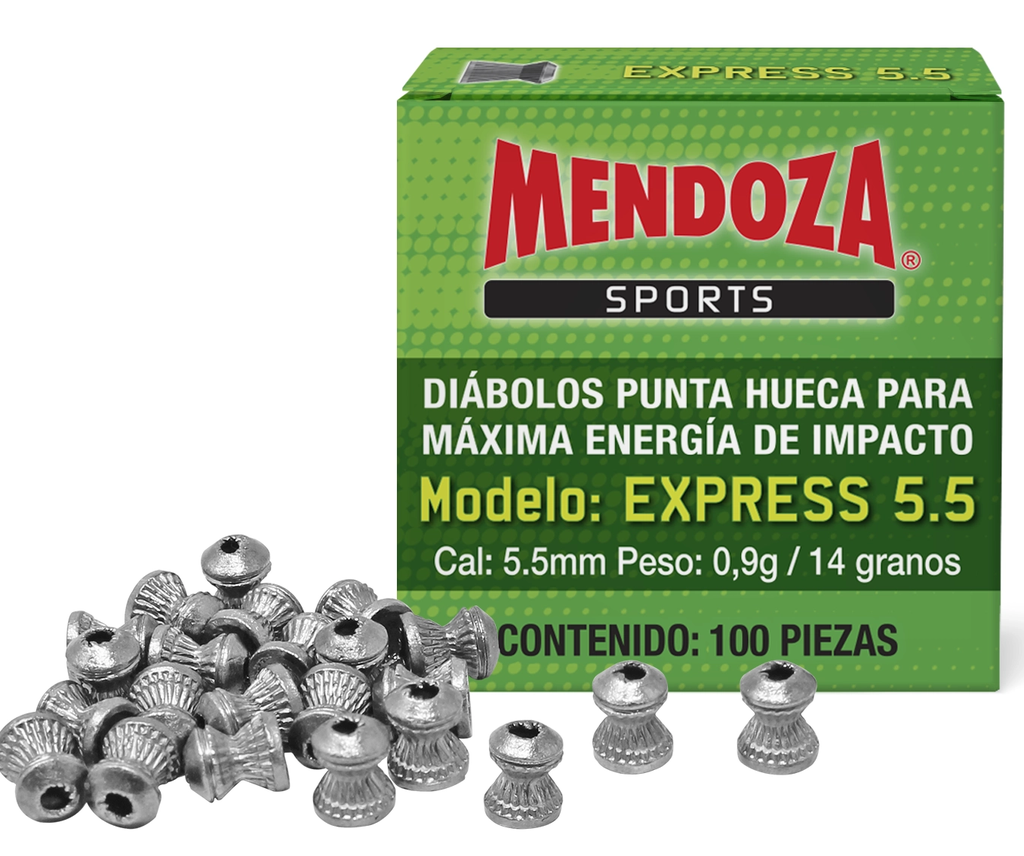 DIABOLO MENDOZA CAL 5.5 EXPRESS CAJILLA 100 PZAS EXPRESS 5.5