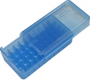 CAJA PARA CARTUCHOS MTM PISTOLA 50 PZAS 9MM LUGER Y MAKAROV, 380 ACP, .30 LUGER P50-9M-24