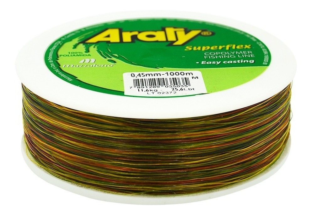 HILO MONOFILAMENTO ARATY P/PESCA MULTICOLOR 100M 0.45M 15HILONY638MA