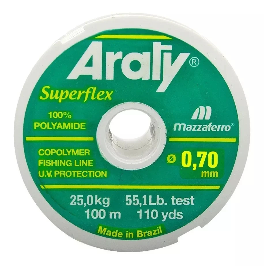 HILO MONOFILAMENTO ARATY P/PESCA MULTICOLOR 100M 0.70MM 15HILONY032MA