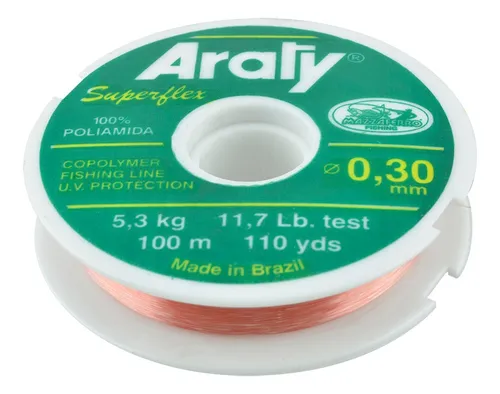 HILO MONOFILAMENTO ARATY P/PESCA MULTICOLOR 100M 0.30MM 15HILONY027MA