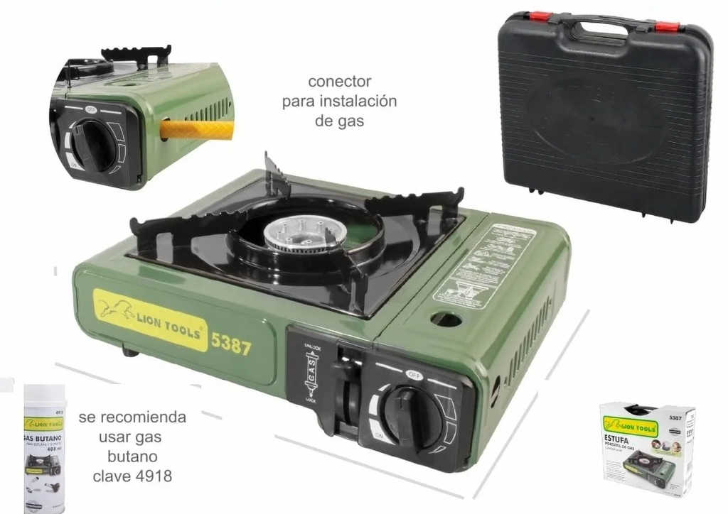 ESTUFA LION TOOLS PORTATIL DE GAS CON ESTRUCHE 5387