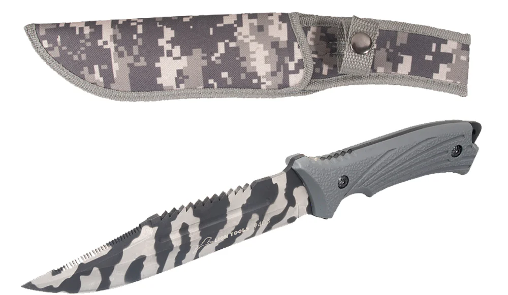CUCHILLO LION TOOLS 7&quot; HOJA CAMUFLAJE MANGO PLASTICO C/FUNDA 9403