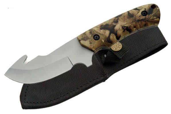 CUCHILLO JAGUAR 8.75&quot; GUT HOOK BLADE CAMO OVERALL RT-9014