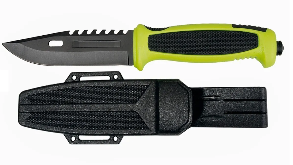 CUCHILLO LION TOOLS V4 1/2&quot; PAVONADO MANGO BIMA C/FUNDA 9437