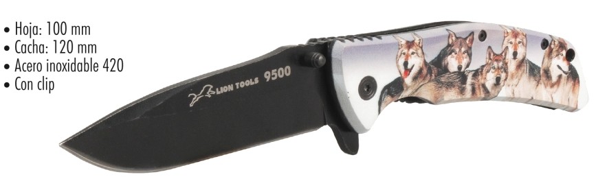 NAVAJA LION TOOLS 4&quot; MANGO LOBOS CLIP 9500