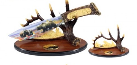 CUCHILLO DECORATIVO JAGUAR FANTASY RESIN ART BLADE WITH STAND BEAR RT-6005