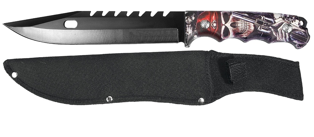 CUCHILLO LION TOOLS 8&quot; HOJA PAVONADA MADERA CALAVERA CON FUNDA 9432