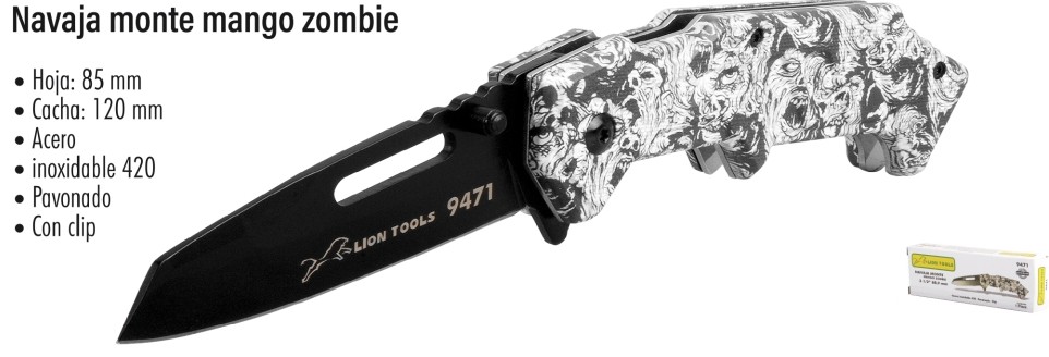 NAVAJA LION TOOLS 4&quot; PAVONADA MANGO METAL ZOMBIE CLIP 9471