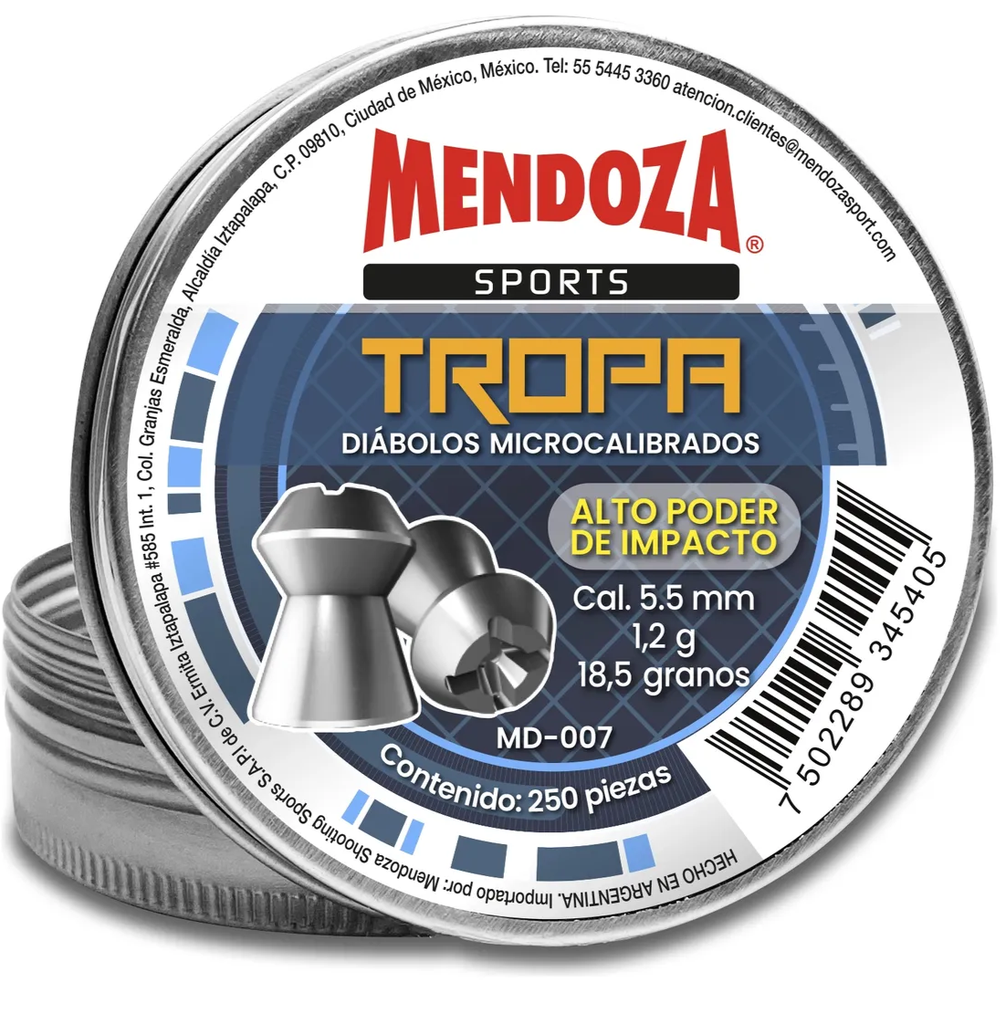 DIABOLO MENDOZA TROPA CAL. 5.5 x 250 PZAS MD-007