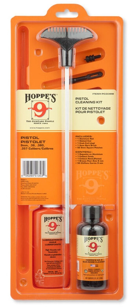 KIT DE LIMPIEZA HOPPE´S PARA PISTOLA 380/9MM PCO38B