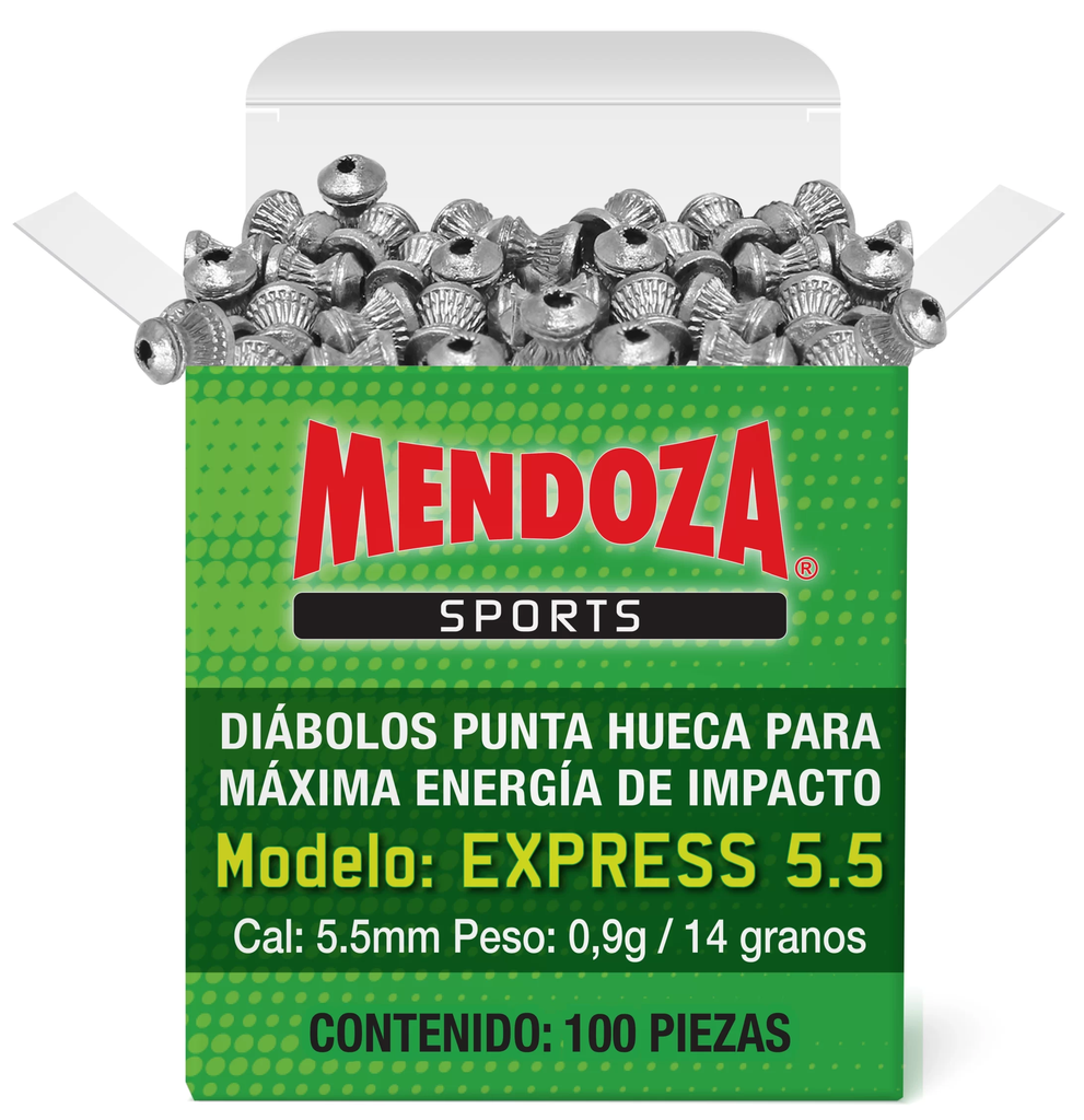 DIABOLO MENDOZA CAL 5.5 EXPRESS CAJILLA 100 PZAS EXPRESS 5.5